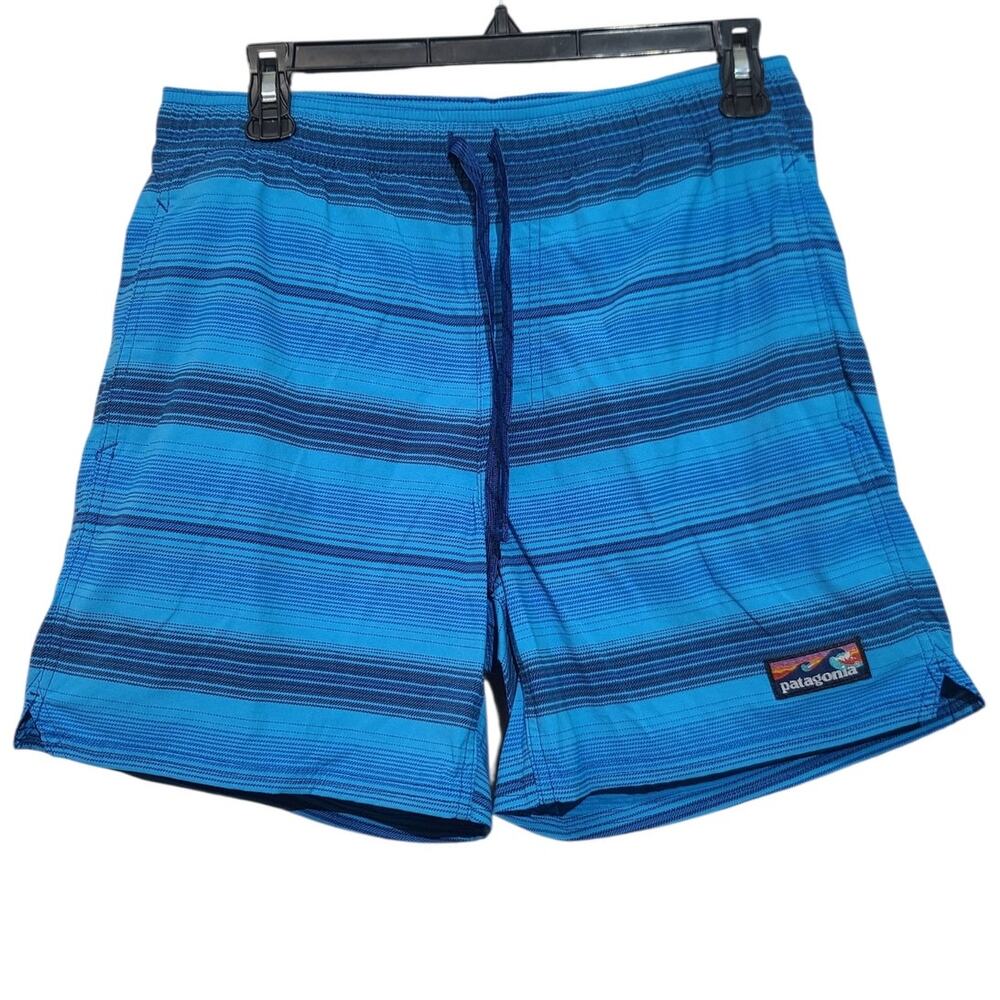 Patagonia Stretch Wavefarer Volley Shorts Medium Fitz Stripe Blue